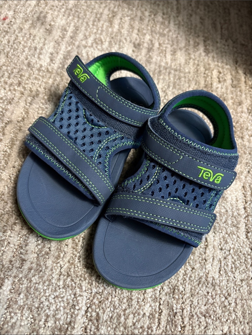 Teva Kids Navy and Lime Green Adjustable Sport Sandals